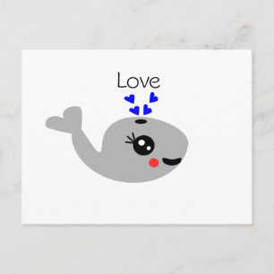Love whale, Happy Whale Postcard
