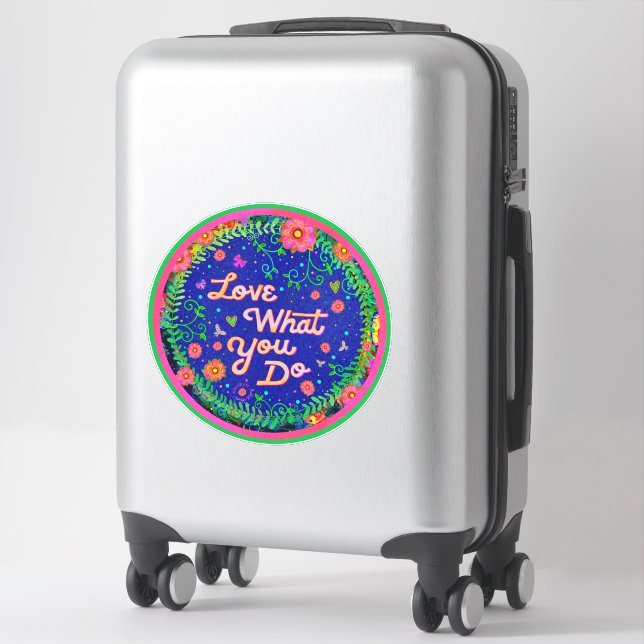 Love What You Do Inspirivity Fun Floral Blue Sticker (Suitcase)
