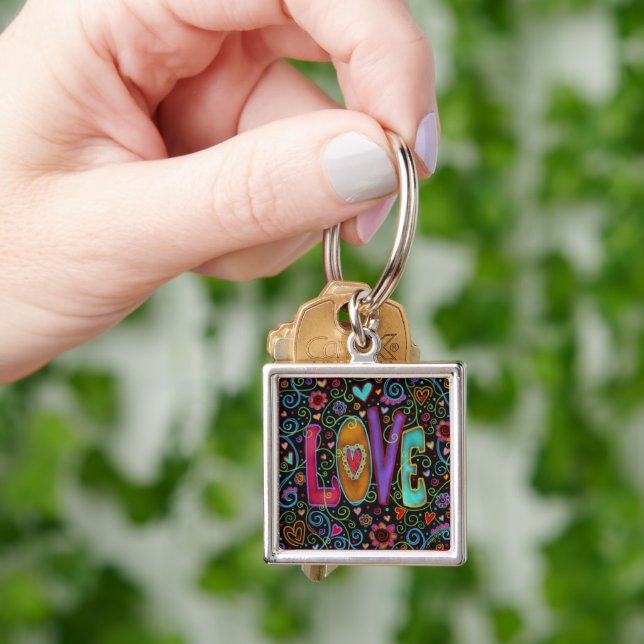 Love Whimsical Trendy Fun Teen Girly  Keychain (Hand)