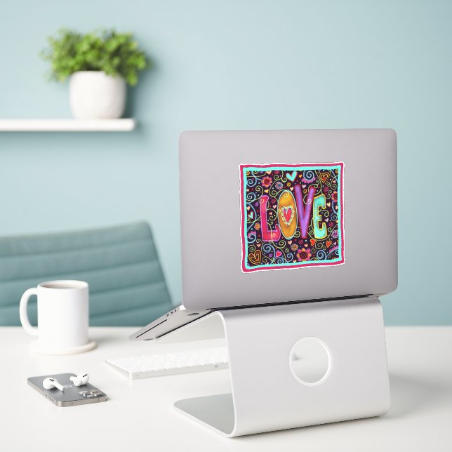 Love Whimsical Trendy Valentine Inspirivity Sticker (Laptop On Desk)