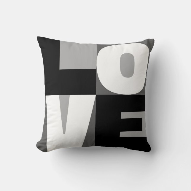 Love White And Black Clean-Cut Letter Art Design Throw Pillow (Front)