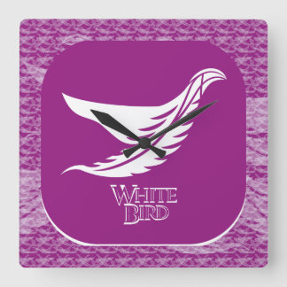 LOVE WHITE BIRD BY MASANSER SQUARE WALL CLOCK