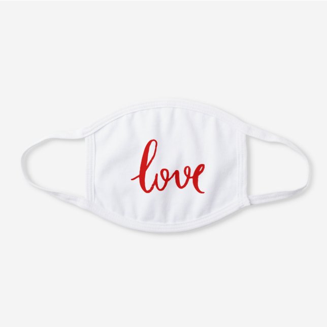 Love White Cotton Face Mask (Front)