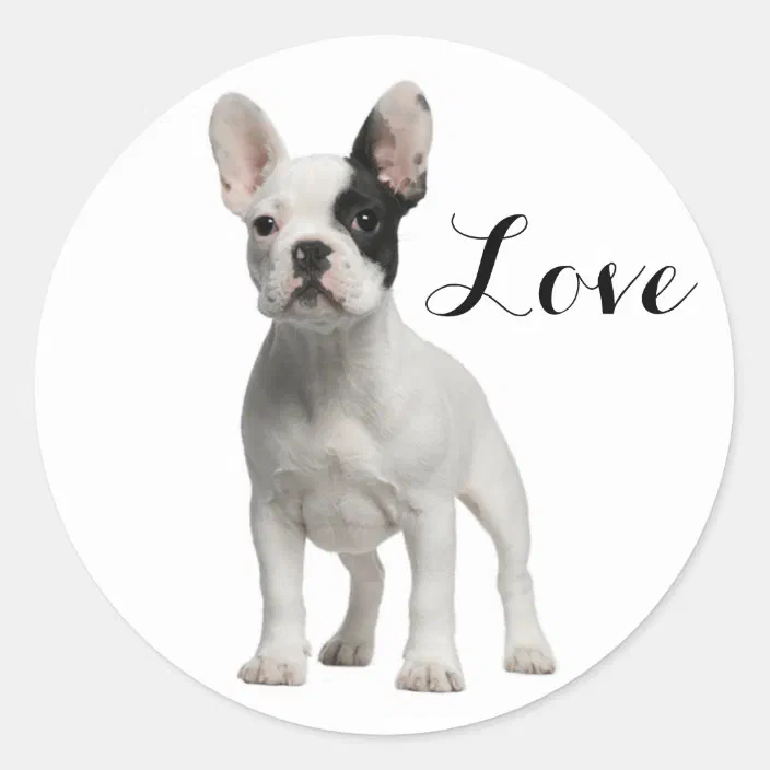 Bulldog I Love My Dog Shaped Sticker 