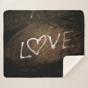 Love White Graffiti Sherpa Blanket