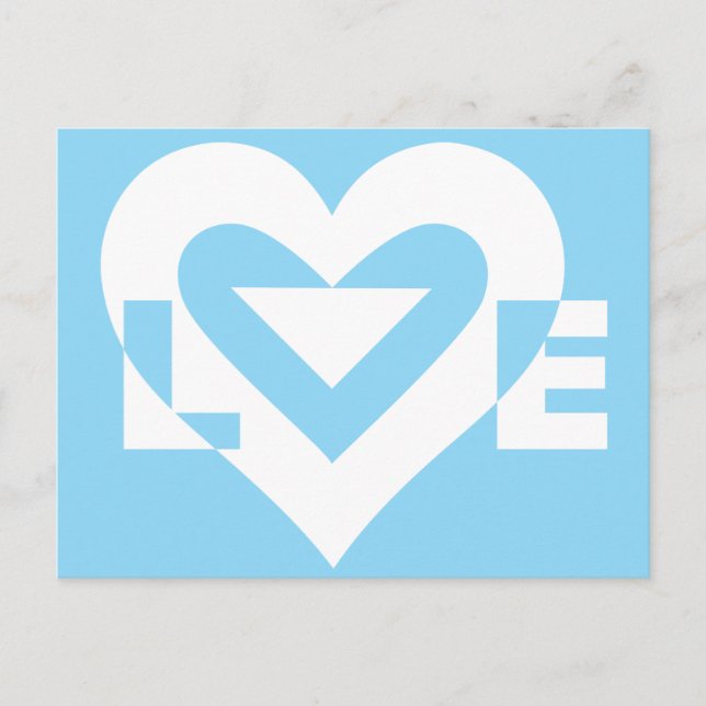 Love White on Blue Postcard (Front)