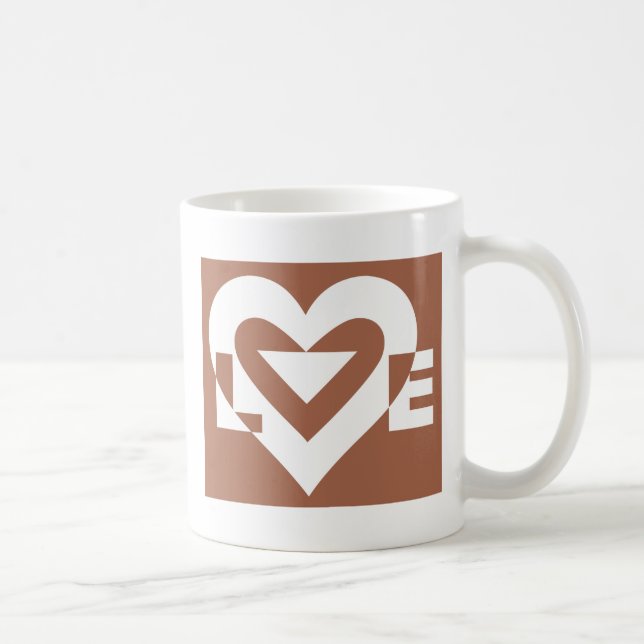 Love White on Brown Coffee Mug (Right)