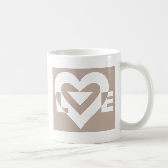 Love White on Gray Coffee Mug (Right)