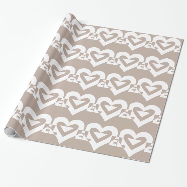 Love White on Gray Wrapping Paper (Unrolled)