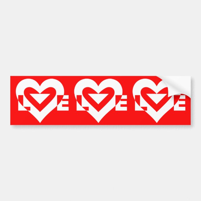 Love White on Red Bumper Sticker (Front)
