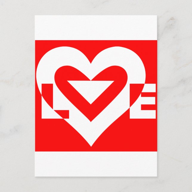 Love White on Red Postcard (Front)