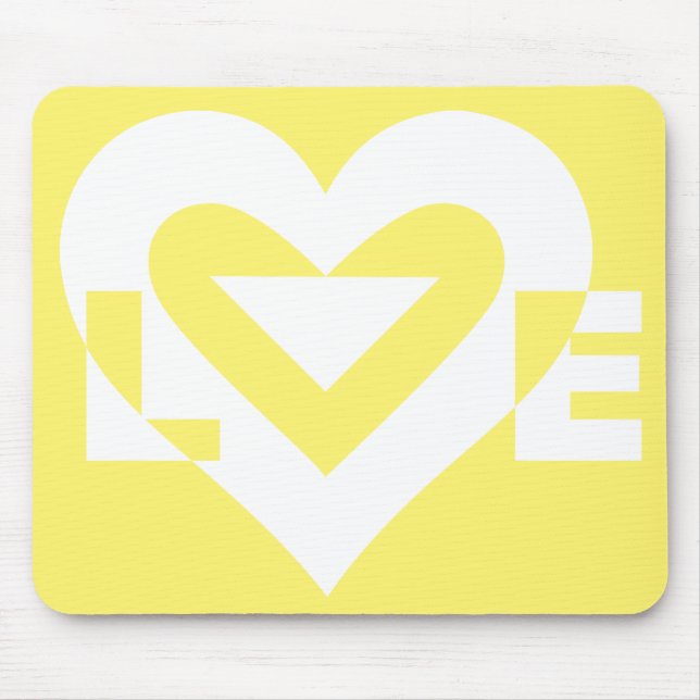 Love White on Yellow Mouse Pad (Front)