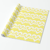 Pretty White Hearts Pattern Illuminating Yellow Wrapping Paper