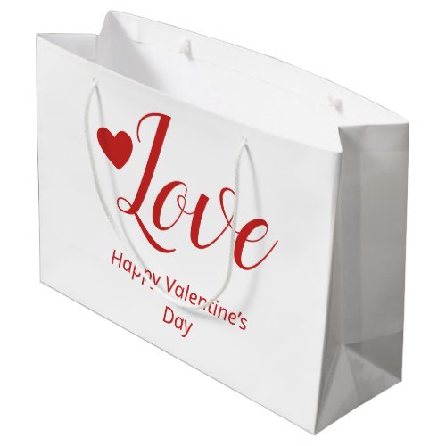 Love White Red Happy Valentines Day Large Gift Bag