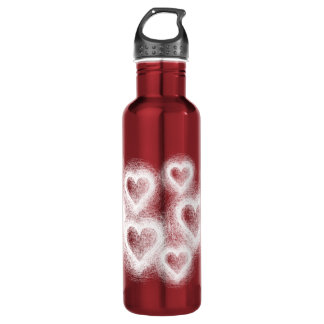 Love White Red Heart Scratch Bottle