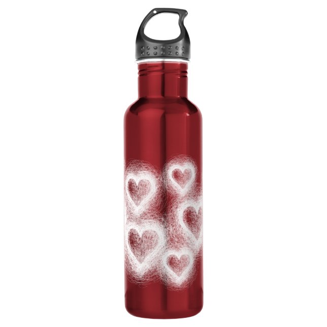 Love White Red Heart Scratch Bottle (Front)