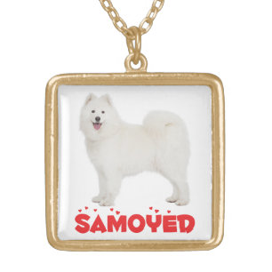 Love White Samoyed Puppy Dog Pendant Necklace