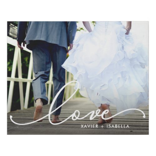 Love White Script Faux Canvas Print