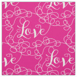 LOVE white seamless pattern with LINES Fabric