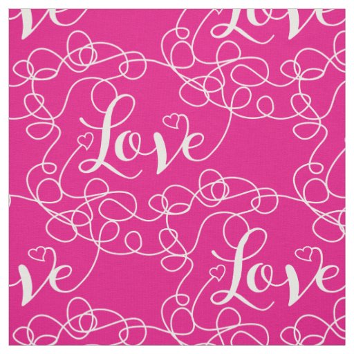 LOVE white seamless pattern with LINES Fabric