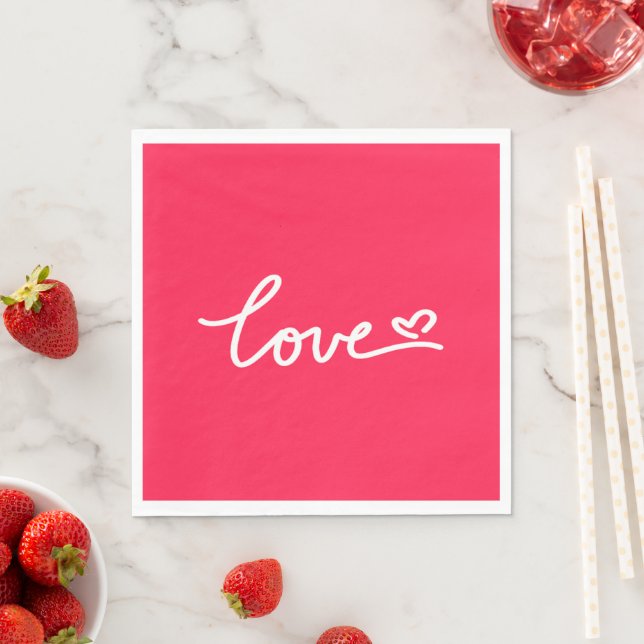Love white text on pink  napkins (Insitu)