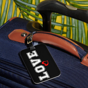 Love White Typography And Simple Red Heart Luggage Tag