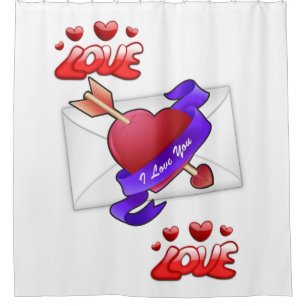 love white valentines day showercurtain shower curtain