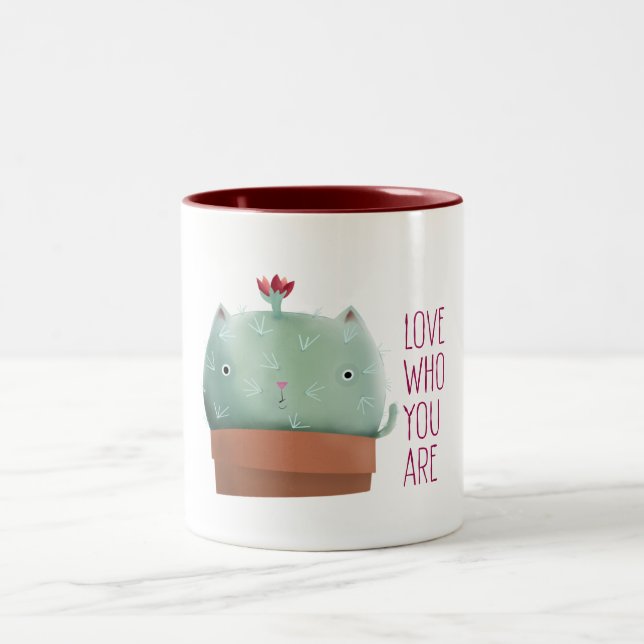 Love Who You Are Cactus Cat — 11 oz. Mug (Center)