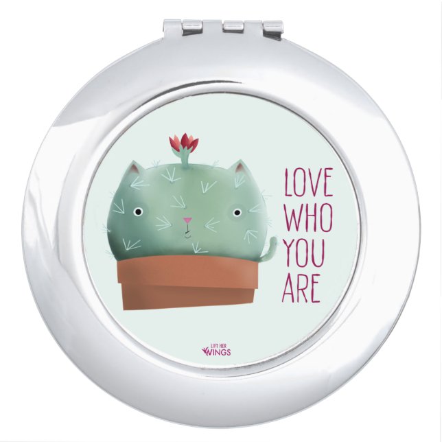 Love Who You Are Cactus Cat — Compact Mirror (Front)