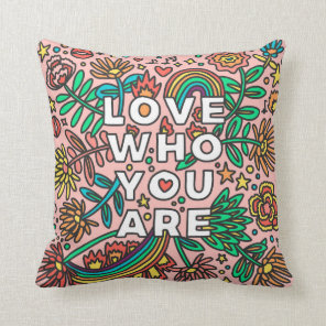 Love who you are pride doodle throw pillow