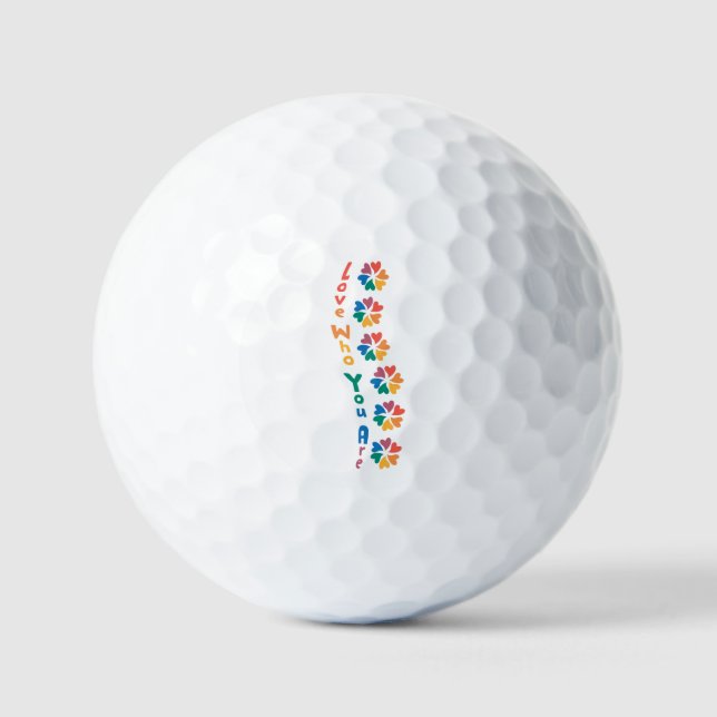 Love Who You Are – Rainbow Lettering Golf Balls (Front)