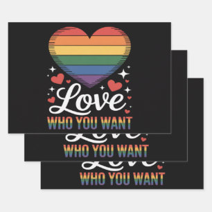 Love Who You Want Gay Pride LGBT Wrapping Paper Sheets