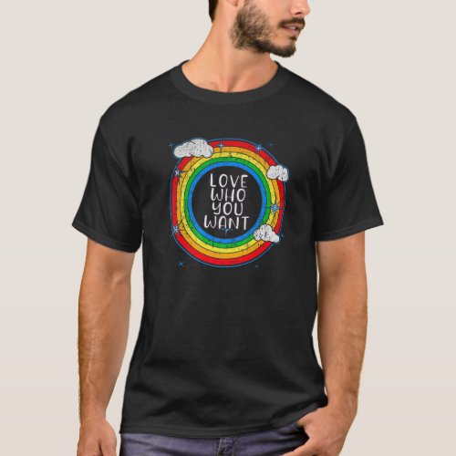 Love Who You Want LGBT Gay LGBTQ Heart Rainbow Pri T_Shirt