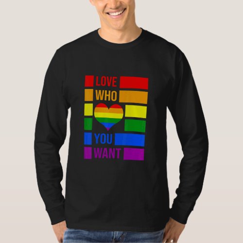 Love Who You Want Pride Lgbt Flag Matching Lesbian T_Shirt