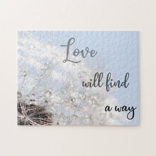 Love will find a way Sky Blue Dandelion Seed Jigsaw Puzzle