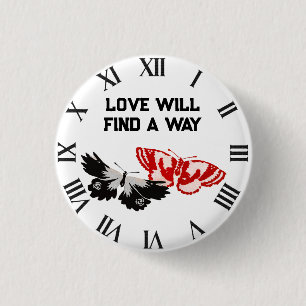 Love Will Find A Way With Vintage Butterflies Button