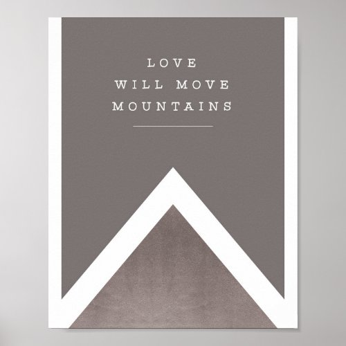 love will move mountains silver and grey print