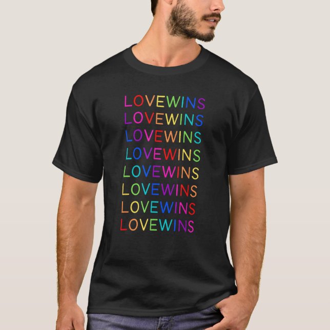 Love Will Win LGBTQ Rainbow Flag  LGBTQIA+ Pride M T-Shirt (Front)