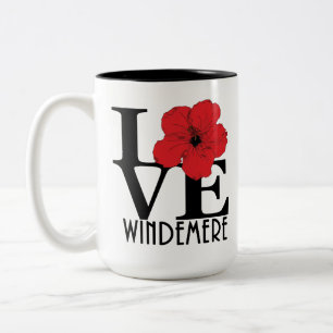 LOVE Windemere Red Hibiscus 15oz Two-Tone Coffee Mug