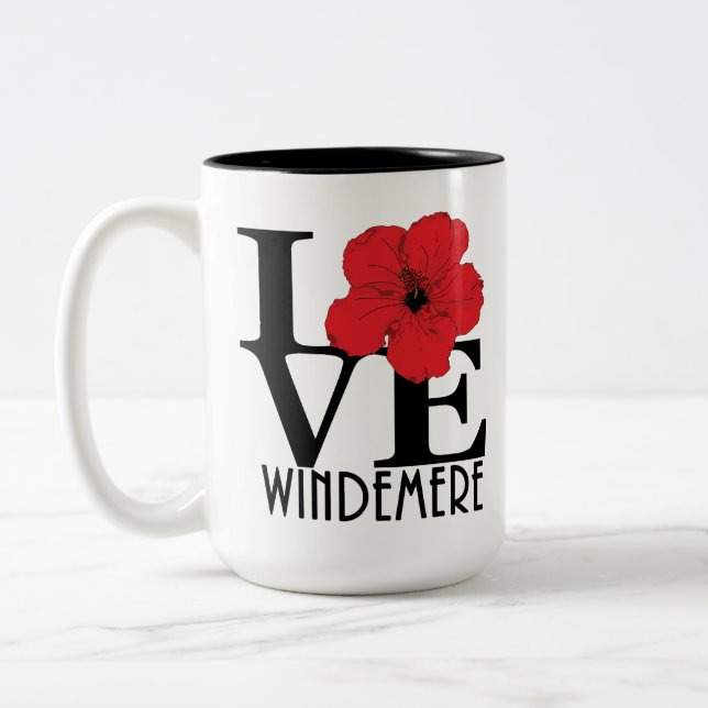 LOVE Windemere Red Hibiscus 15oz Two-Tone Coffee Mug (Left)