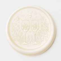Love Wine Glasses Wax Seal Stickers