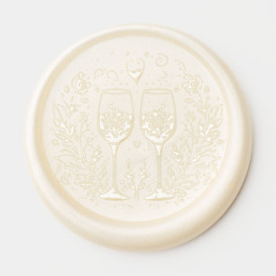Love Wine Glasses Wax Seal Stickers