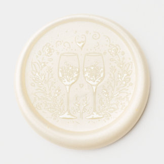 Love Wine Glasses Wax Seal Stickers