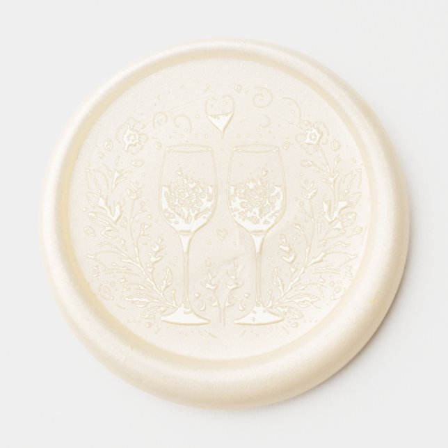 Love Wine Glasses Wax Seal Stickers (Front)