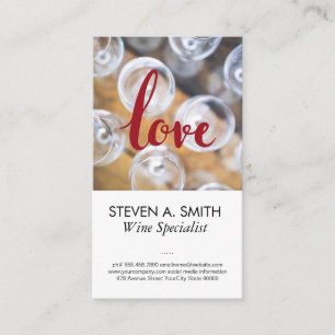 Love   Wine Glasses   Wood   Winery Business Card