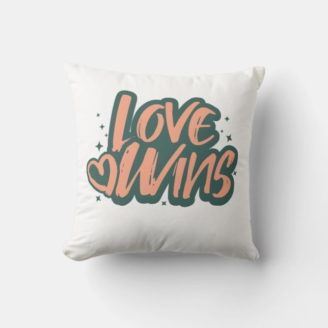 Love Wins Fleece Blanket Throw Pillow (Front)