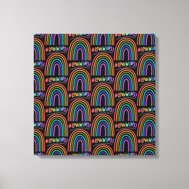Love Wins Fun Rainbow Text  Canvas Print (Front)