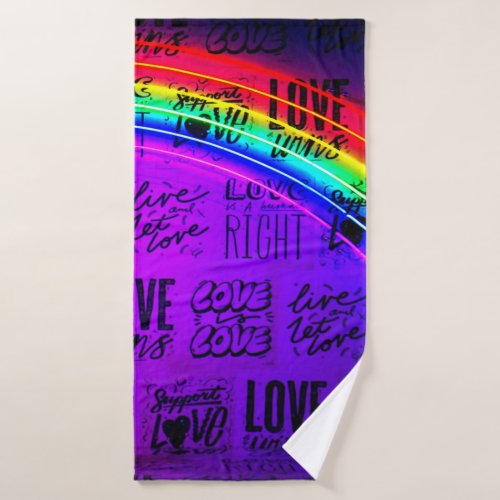 Love Wins Gay Pride LBGQT Rainbow Bath Towel