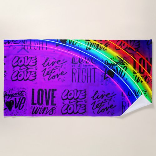 Love Wins Gay Pride LBGQT Rainbow Beach Towel