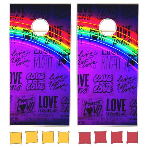 Love Wins Gay Pride LBGQT Rainbow Cornhole Set